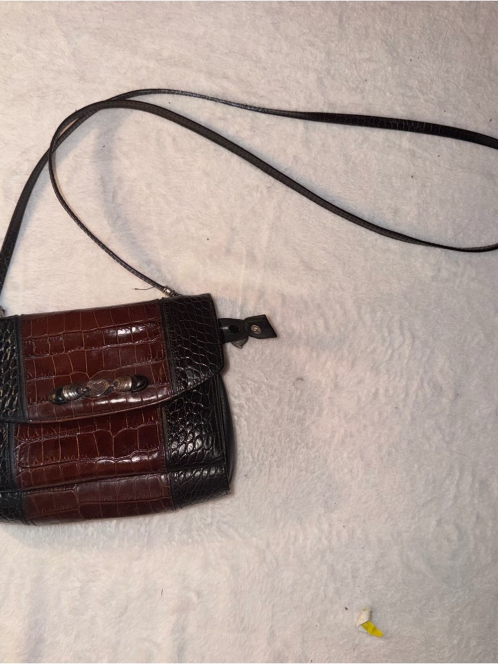 Brighton Brown and Black Croc-Embossed Crossbody Bag
